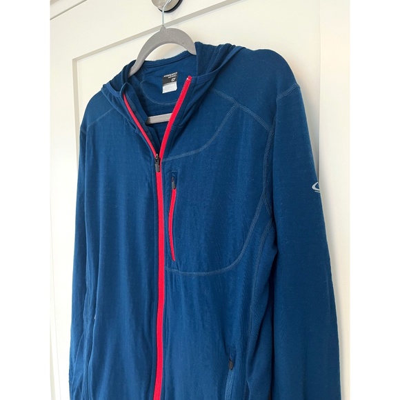 Icebreaker Merino Blue Long Sleeve Zip Hoodie Mid Layer - Picture 2 of 6
